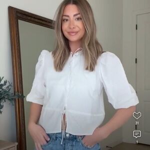 H&M White Puff Sleeve Blouse